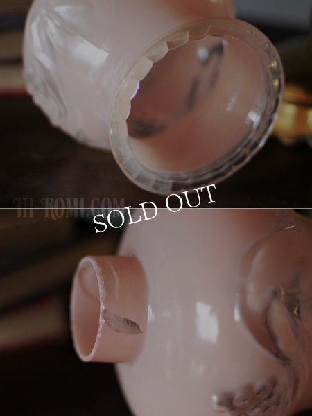 アンティークテーブルランプ｜ピンクフリルガラス葡萄柄卓上照明ランプ