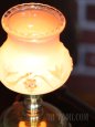 アンティークテーブルランプ｜ピンクフリルガラス葡萄柄卓上照明ランプ