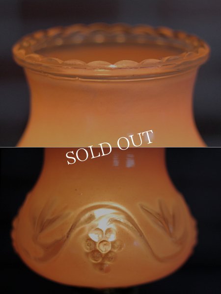 アンティークテーブルランプ｜ピンクフリルガラス葡萄柄卓上照明ランプ