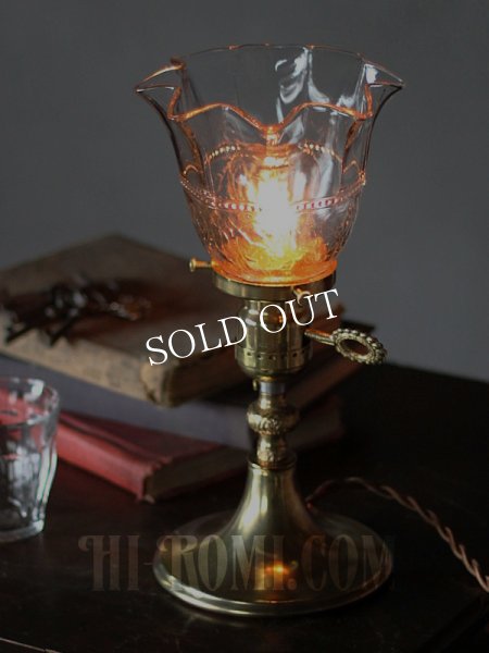 アンティークテーブルランプ｜ヴィクトリアンフリルガラスシェード卓上照明ライト