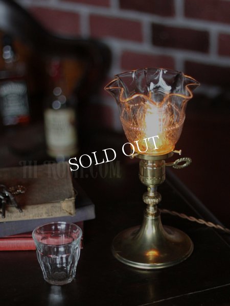 アンティークテーブルランプ｜ヴィクトリアンフリルガラスシェード卓上照明ライト