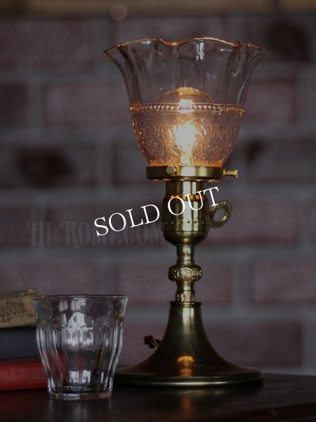 アンティークテーブルランプ｜ヴィクトリアンフリルガラスシェード卓上照明ライト