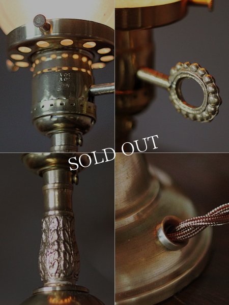 アンティークテーブルランプ｜ヴィクトリアンフロストガラスシェード卓上照明ライト