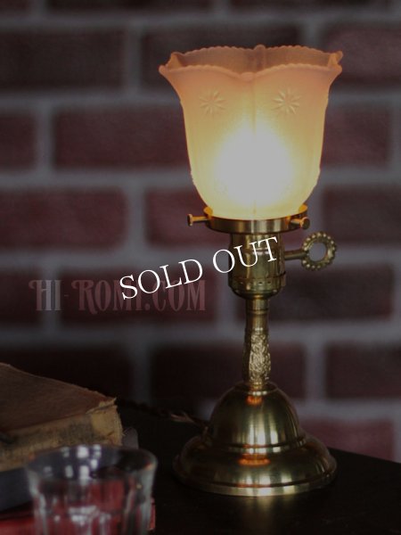 アンティークテーブルランプ｜ヴィクトリアンフロストガラスシェード卓上照明ライト
