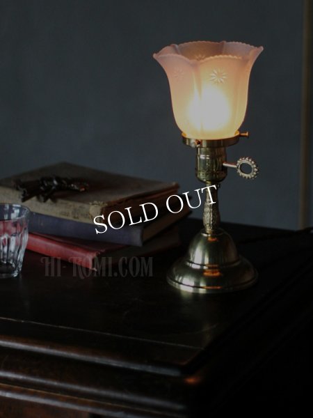 アンティークテーブルランプ｜ヴィクトリアンフロストガラスシェード卓上照明ライト
