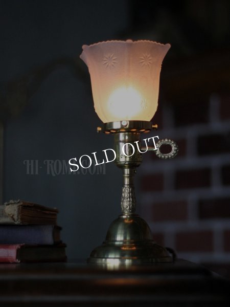 アンティークテーブルランプ｜ヴィクトリアンフロストガラスシェード卓上照明ライト