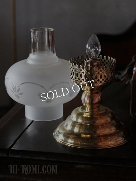 画像14: USAヴィンテージ照明フロストガラスチムニーテーブルライト (14)