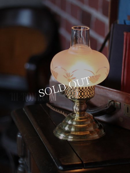 アンティークテーブルライト｜フロストオニオンシェード真鍮製卓上照明