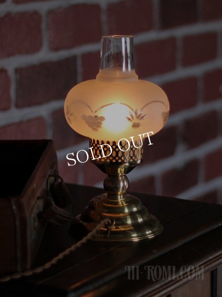 アンティークテーブルライト｜フロストオニオンシェード真鍮製卓上照明