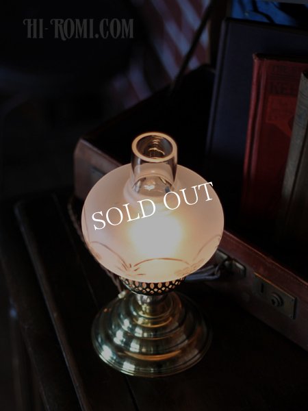 アンティークテーブルライト｜フロストオニオンシェード真鍮製卓上照明