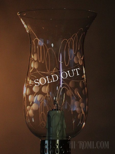 アンティークテーブルランプ｜真鍮製ガラスチムニー付き卓上照明テーブルライト