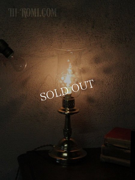 画像15: USAヴィンテージ卓上照明葡萄柄ガラスチムニーテーブルライト (15)