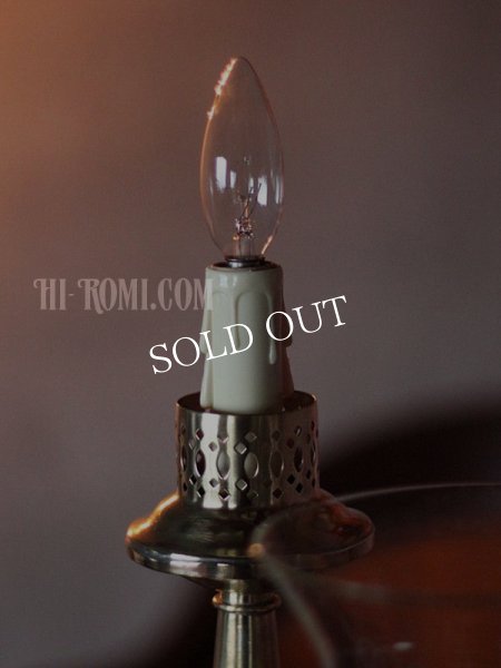 アンティークテーブルランプ｜真鍮製ガラスチムニー付き卓上照明テーブルライト