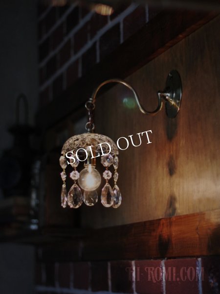 ヴィンテージガラス製ミニシャンデリアブラケットライト｜アンティークウォールランプ壁掛け照明