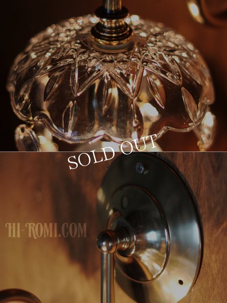 ヴィンテージガラス1灯ミニシャンデリアブラケットライト｜アンティーク壁掛け照明ウォールランプ