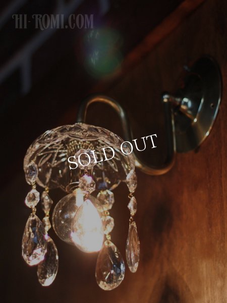 ヴィンテージガラス1灯ミニシャンデリアブラケットライト｜アンティーク壁掛け照明ウォールランプ