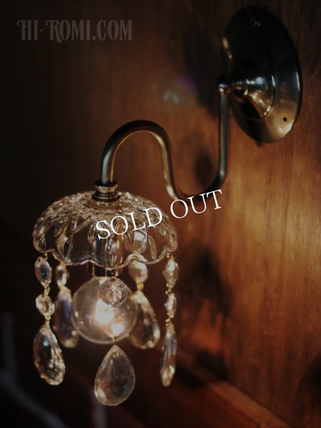 ヴィンテージガラス1灯ミニシャンデリアブラケットライト｜アンティーク壁掛け照明ウォールランプ