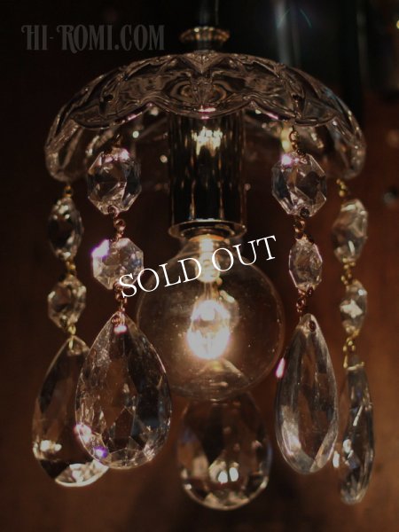 ヴィンテージガラス1灯ミニシャンデリアブラケットライト｜アンティーク壁掛け照明ウォールランプ