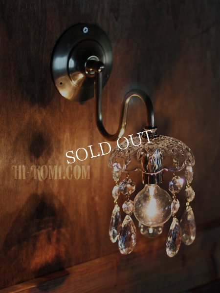 ヴィンテージガラス1灯ミニシャンデリアブラケットライト｜アンティーク壁掛け照明ウォールランプ