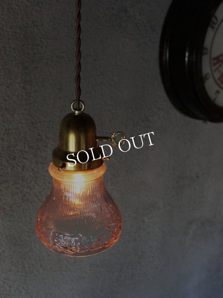 画像4: ヴィンテージペンダント照明｜パープルガラスアンティーク吊下ランプ (4)