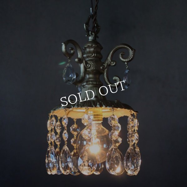 画像3: ミニシャンデリアペンダントライト｜ガラス製ティアドロッププリズムアンティーク照明吊り下げ照明ゴールド (3)