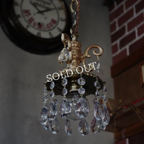 画像8: ミニシャンデリアペンダントライト｜ガラス製ティアドロッププリズムアンティーク照明吊り下げ照明ゴールド (8)
