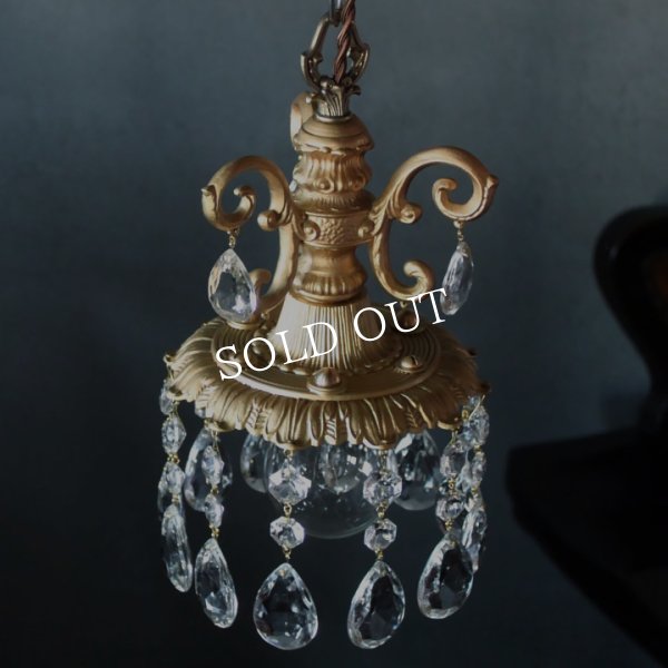 画像6: ミニシャンデリアペンダントライト｜ガラス製ティアドロッププリズムアンティーク照明吊り下げ照明ゴールド (6)