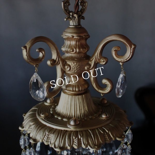 画像11: ミニシャンデリアペンダントライト｜ガラス製ティアドロッププリズムアンティーク照明吊り下げ照明ゴールド (11)