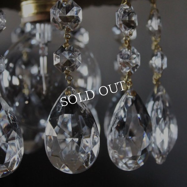 画像9: ミニシャンデリアペンダントライト｜ガラス製ティアドロッププリズムアンティーク照明吊り下げ照明ゴールド (9)