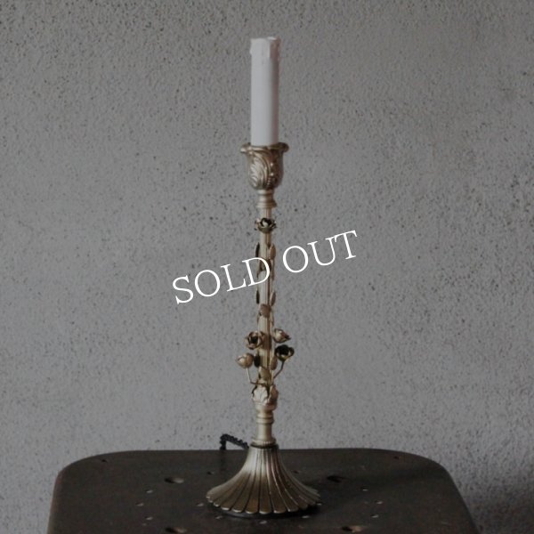 アンティークランプ｜キャンドル&ローズ薔薇細工のテーブルライト卓上照明