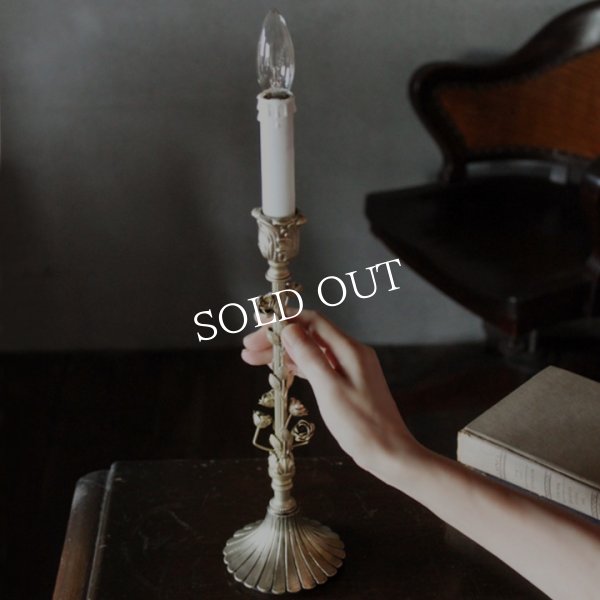 アンティークランプ｜キャンドル&ローズ薔薇細工のテーブルライト卓上照明