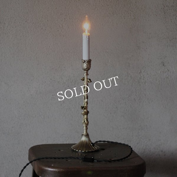 アンティークランプ｜キャンドル&ローズ薔薇細工のテーブルライト卓上照明