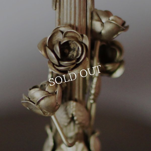 アンティークランプ｜キャンドル&ローズ薔薇細工のテーブルライト卓上照明