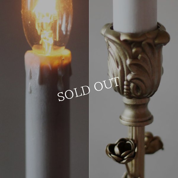 アンティークランプ｜キャンドル&ローズ薔薇細工のテーブルライト卓上照明