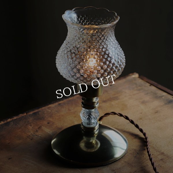 USAヴィンテージホブネイルチムニー付クリアガラステーブルライト｜アンティーク卓上照明ランプ