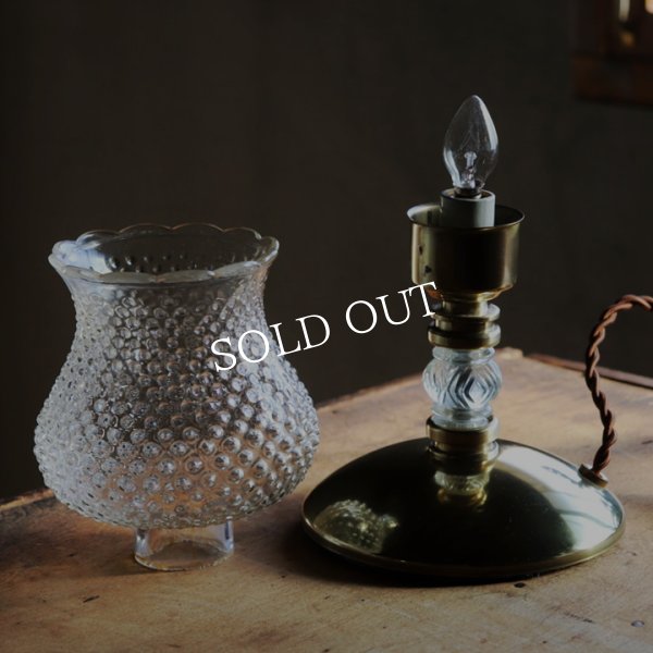 USAヴィンテージホブネイルチムニー付クリアガラステーブルライト｜アンティーク卓上照明ランプ