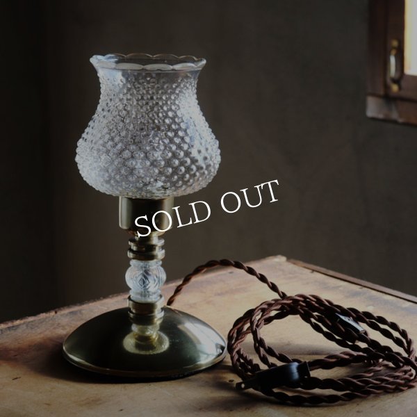 USAヴィンテージホブネイルチムニー付クリアガラステーブルライト｜アンティーク卓上照明ランプ