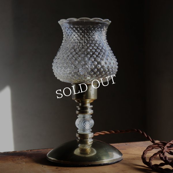 USAヴィンテージホブネイルチムニー付クリアガラステーブルライト｜アンティーク卓上照明ランプ