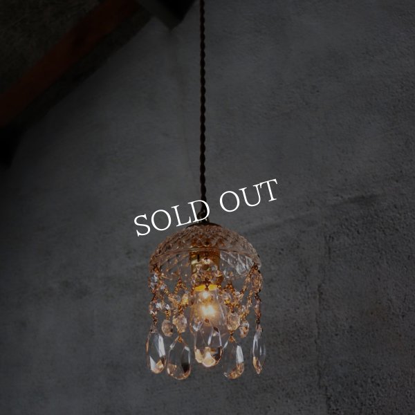 ヴィンテージミニシャンデリアプリズムペンダントライト｜アンティークガラス吊下げ照明ランプ