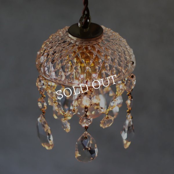 ヴィンテージミニシャンデリアプリズムペンダントライト｜アンティークガラス吊下げ照明ランプ