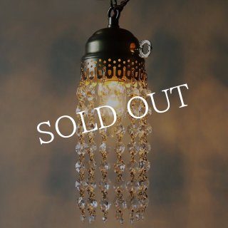 ヴィンテージ花柄フロストガラスシェードペンダントライト