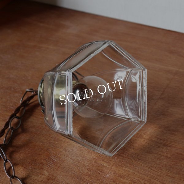 ヴィンテージレトロな六角ガラスシェード付きペンダントライト