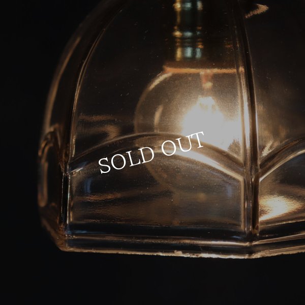 ヴィンテージレトロな六角ガラスシェード付きペンダントライト