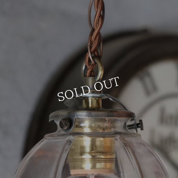 ヴィンテージレトロな六角ガラスシェード付きペンダントライト