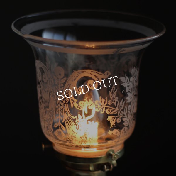 アンティーク真鍮製テーブルライト卓上照明｜USAヴィクトリアンガラスシェード&GE社製ソケット