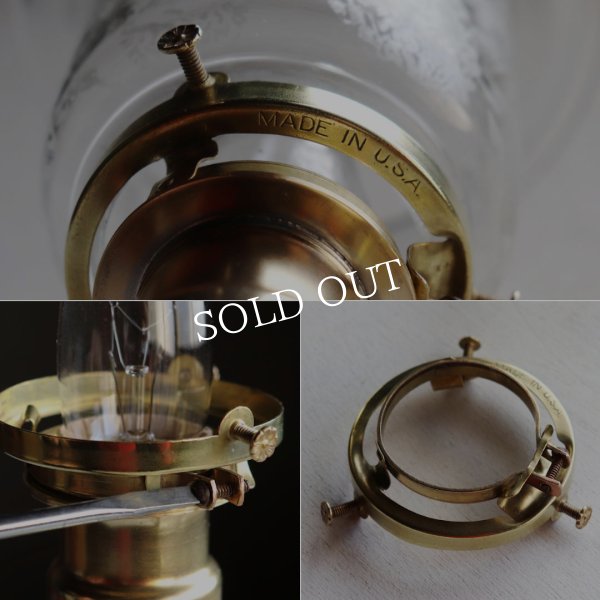 アンティーク真鍮製テーブルライト卓上照明｜USAヴィクトリアンガラスシェード&GE社製ソケット