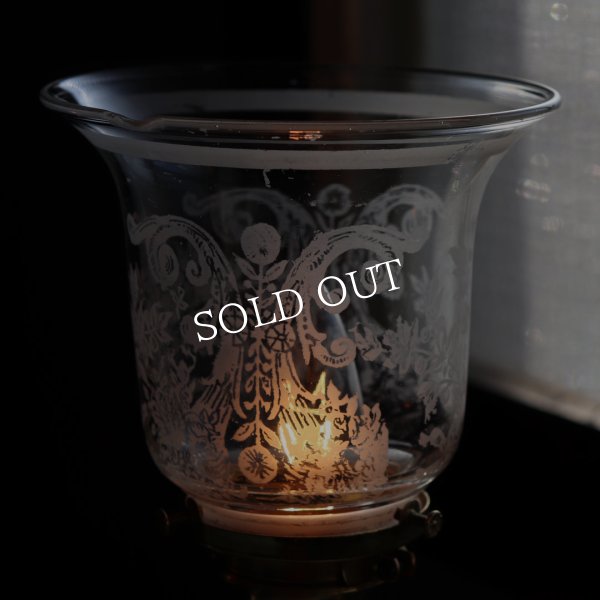 アンティーク真鍮製テーブルライト卓上照明｜USAヴィクトリアンガラスシェード&GE社製ソケット