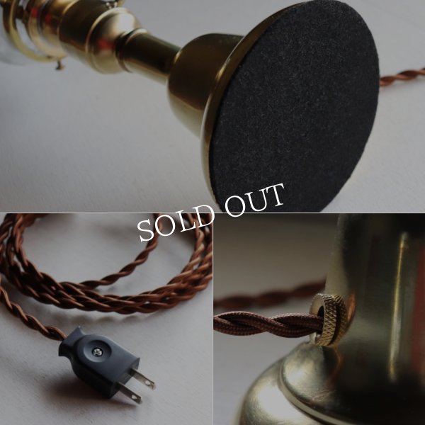 アンティーク真鍮製テーブルライト卓上照明｜USAヴィクトリアンガラスシェード&GE社製ソケット