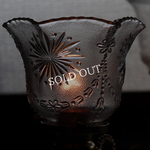 アンティーク真鍮製テーブルライト卓上照明｜USA結晶模様のプレスガラス六角シェード&GE社製ソケット