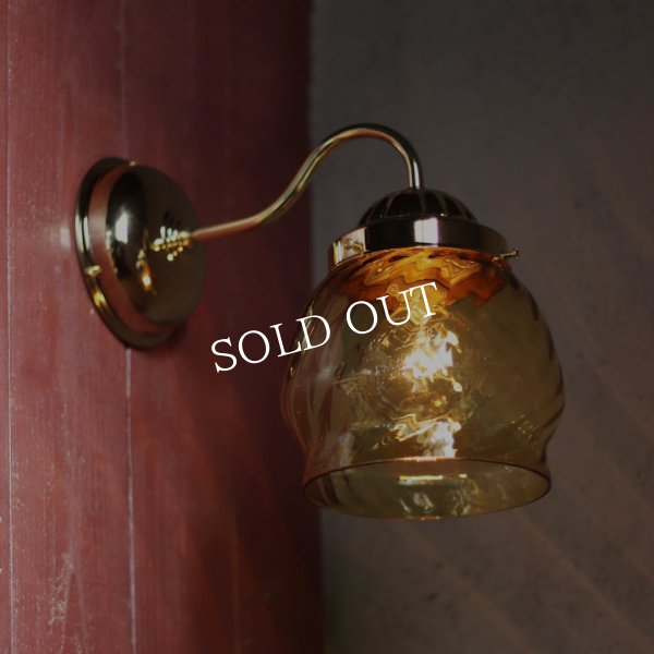 アンティーク照明｜ヴィンテージアンバーシェード付ブラケットライト